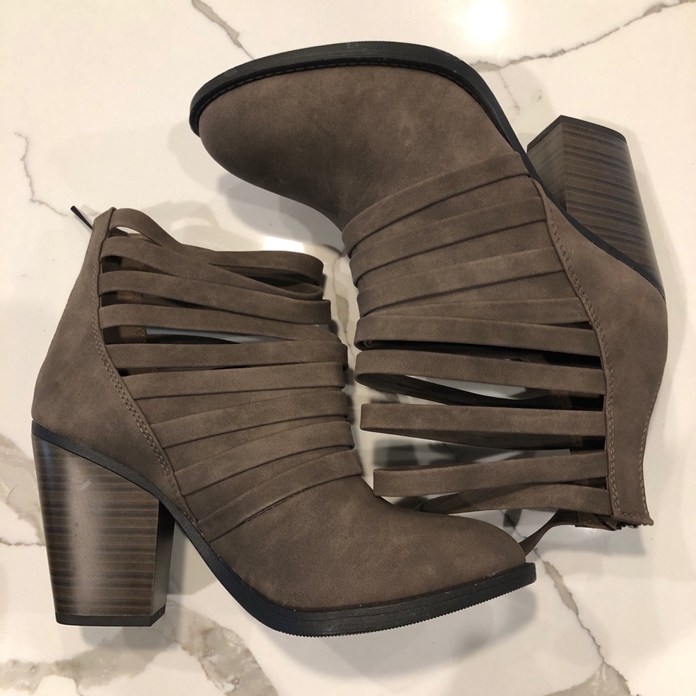 Taupe Strappy Booties